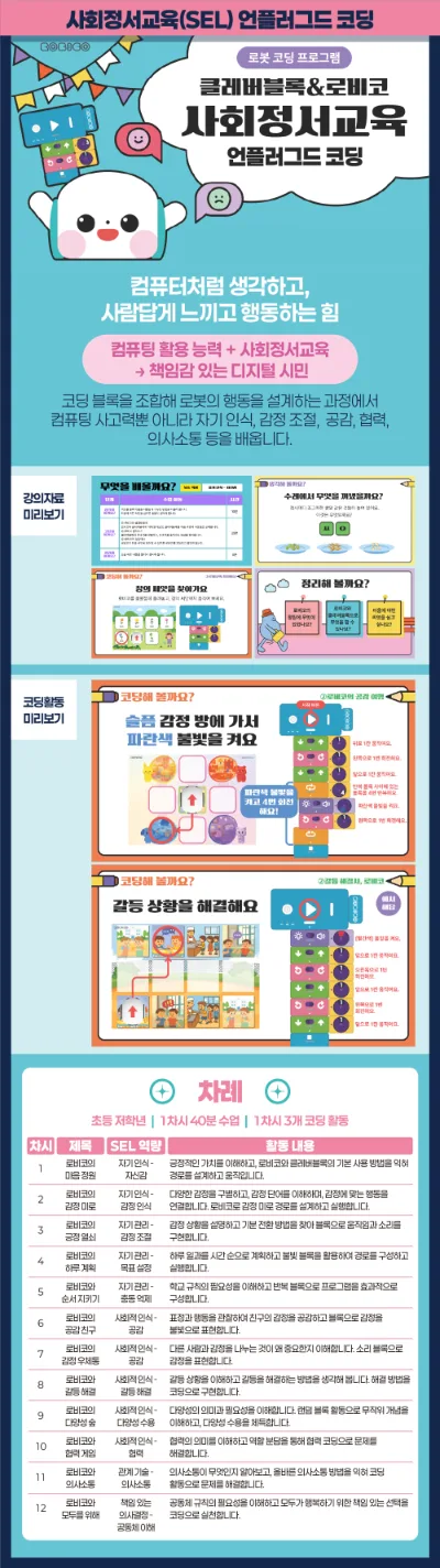 [로비코] 사회정서교육(SEL) 언플러그드코딩 세트 상세 이미지